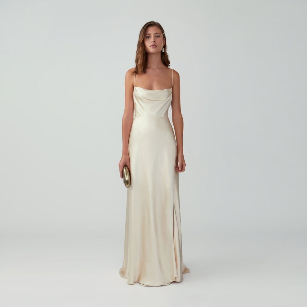 NWT Fame and Partners Strappy Draped Gown